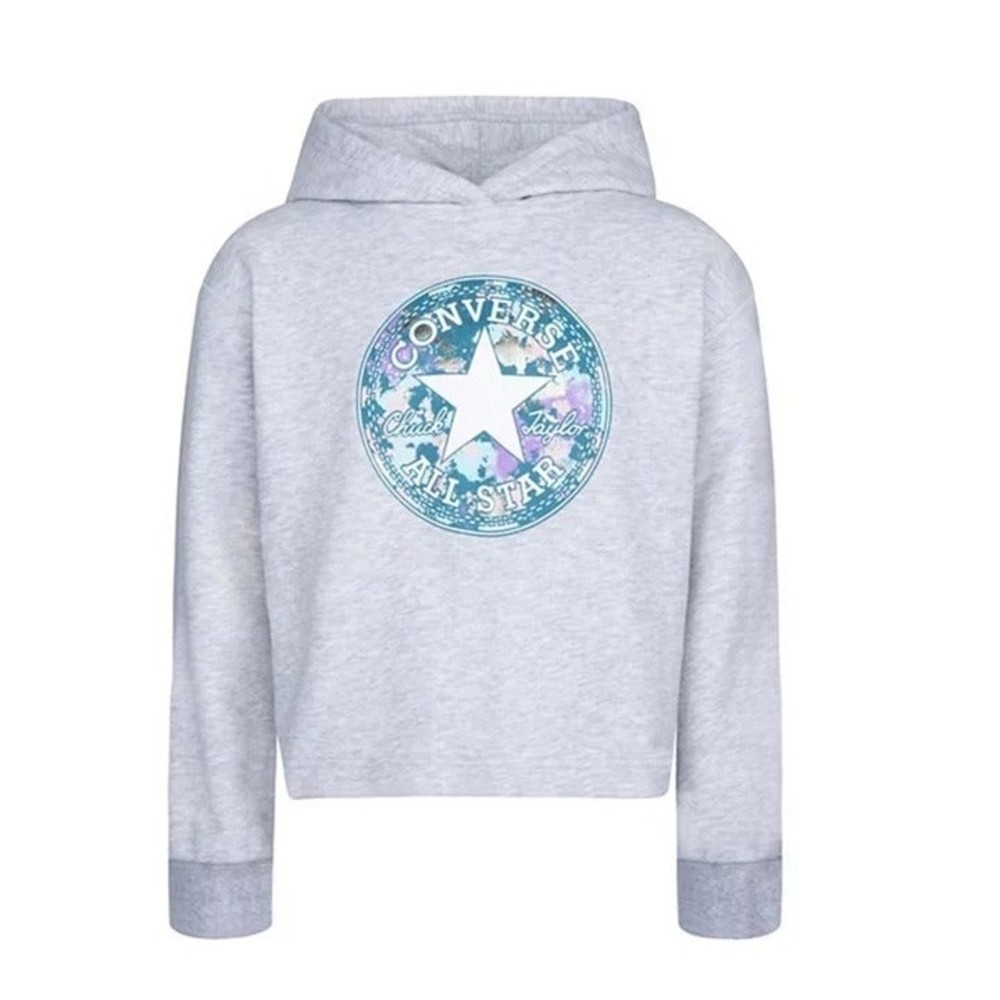 NWT Converse girls gray paint splatter all star patch graphic hoodie size Small